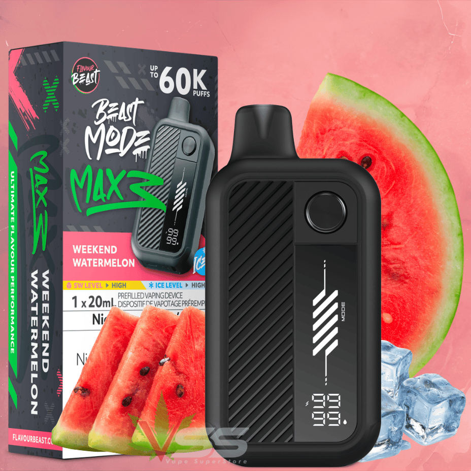 Flavour Beast Mode Max 3 60K Disposable Vape - Weekend Watermelon Ice 60000 Puffs / 20mg Winkler Vape SuperStore and Bong Shop Manitoba Canada