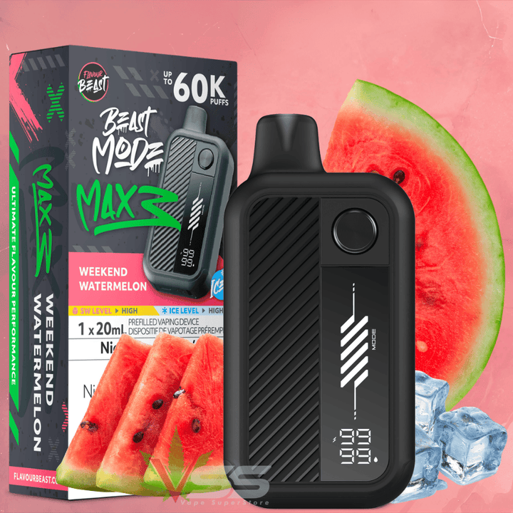 Flavour Beast Mode Max 3 60K Disposable Vape - Weekend Watermelon Ice 60000 Puffs / 20mg Winkler Vape SuperStore and Bong Shop Manitoba Canada