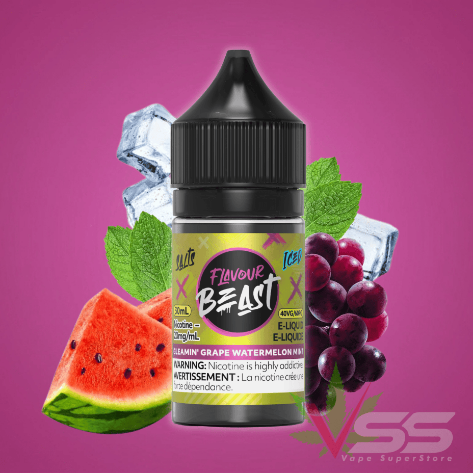 Flavour Beast Salt - Gleamin Grape Watermelon Mint Iced 30ml 30mL / 20mg Winkler Vape SuperStore and Bong Shop Manitoba Canada