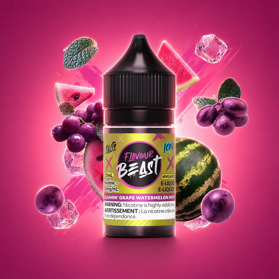 Flavour Beast Salt - Gleamin Grape Watermelon Mint Iced 30ml 30mL / 20mg Winkler Vape SuperStore and Bong Shop Manitoba Canada