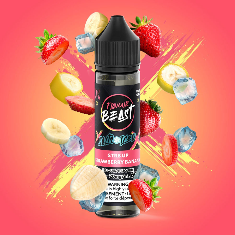 Flavour Beast Salt-STR8up Strawberry Banana ICED-60ml 60ml / 20mg Winkler Vape SuperStore and Bong Shop Manitoba Canada