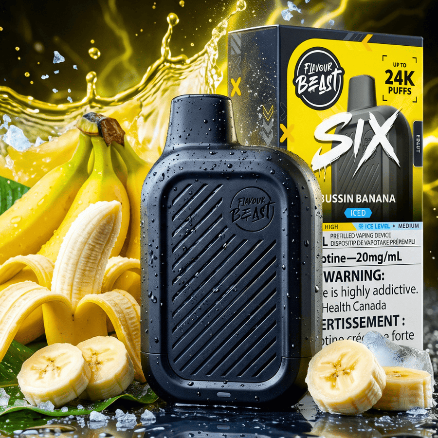 Flavour Beast SIX 24K Disposable Vape - Bussin' Banana Iced 24000 Puffs / 20mg Winkler Vape SuperStore and Bong Shop Manitoba Canada