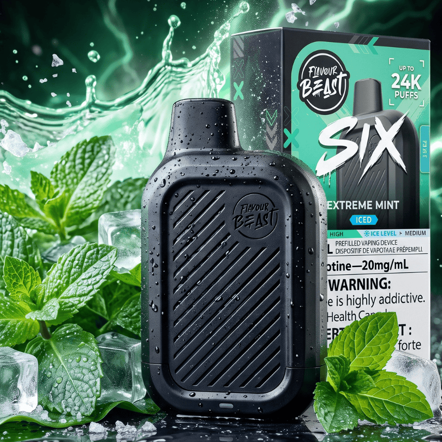 Flavour Beast SIX 24K Disposable Vape - Extreme Mint Iced 24000 Puffs / 20mg Winkler Vape SuperStore and Bong Shop Manitoba Canada