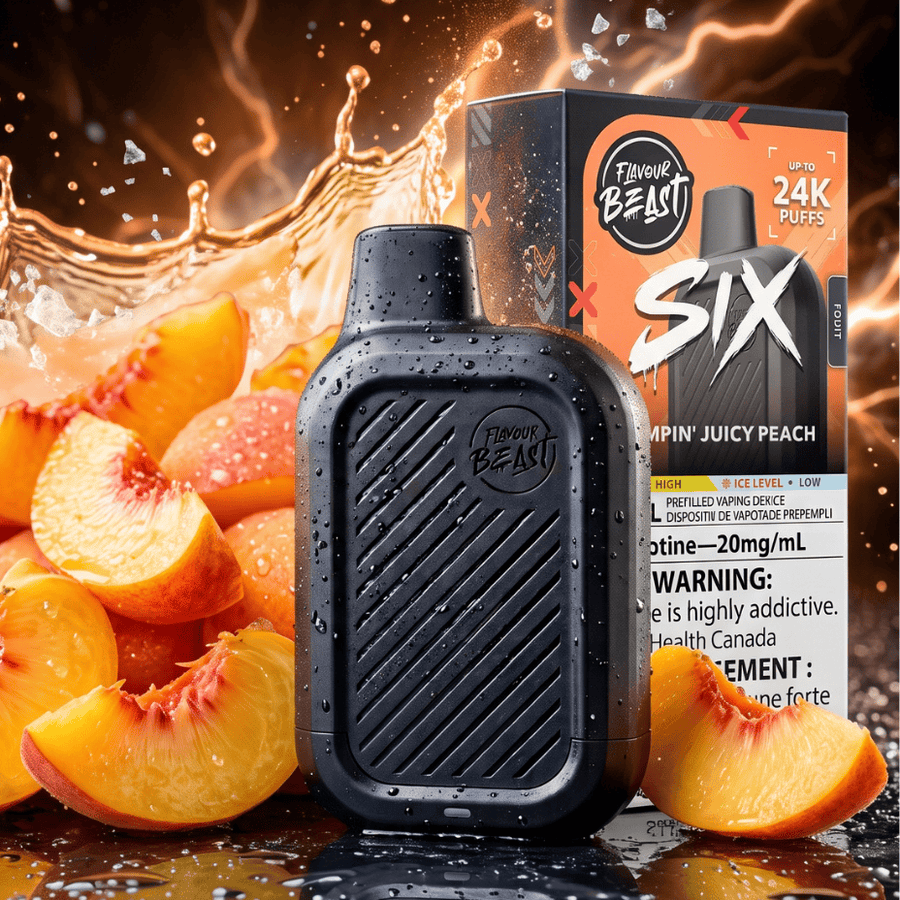 Flavour Beast SIX 24K Disposable Vape - Jumpin' Juicy Peach 24000 Puffs / 20mg Winkler Vape SuperStore and Bong Shop Manitoba Canada