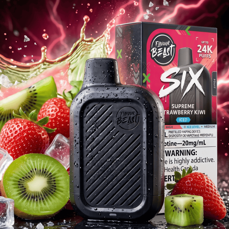 Flavour Beast SIX 24K Disposable Vape - Supreme Strawberry Kiwi Iced 24000 Puffs / 20mg Winkler Vape SuperStore and Bong Shop Manitoba Canada
