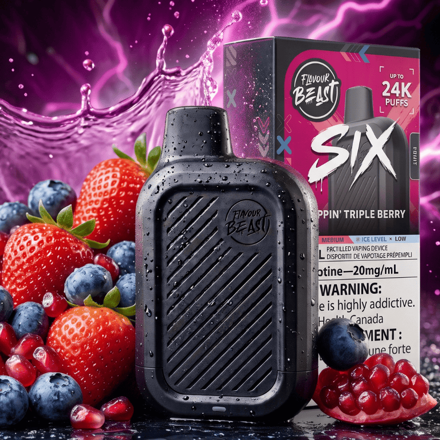 Flavour Beast SIX 24K Disposable Vape - Trippin' Triple Berry 24000 Puffs / 20mg Winkler Vape SuperStore and Bong Shop Manitoba Canada
