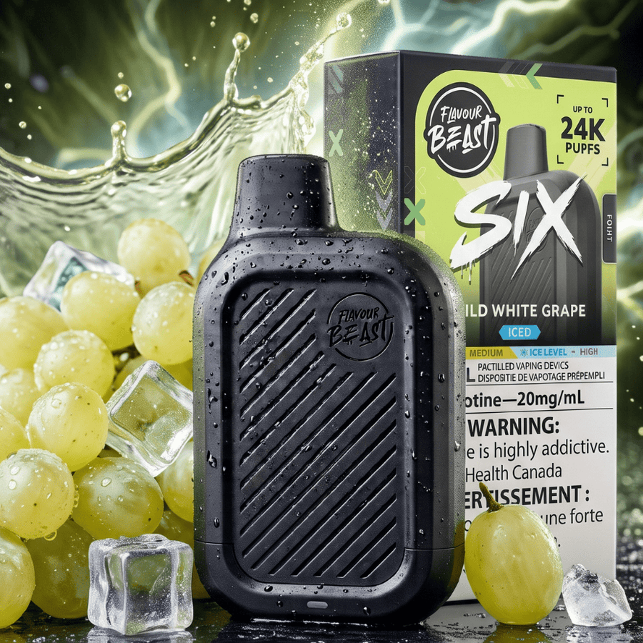Flavour Beast SIX 24K Disposable Vape - Wild White Grape Iced 24000 Puffs / 20mg Winkler Vape SuperStore and Bong Shop Manitoba Canada