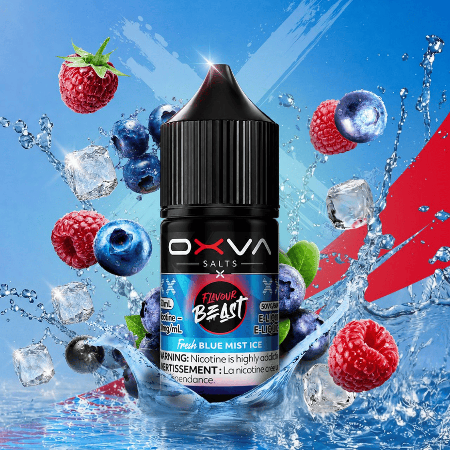 Flavour Beast x OXVA E-Liquid - Fresh Blue Mist Ice Salt 30mL / 20mg Winkler Vape SuperStore and Bong Shop Manitoba Canada