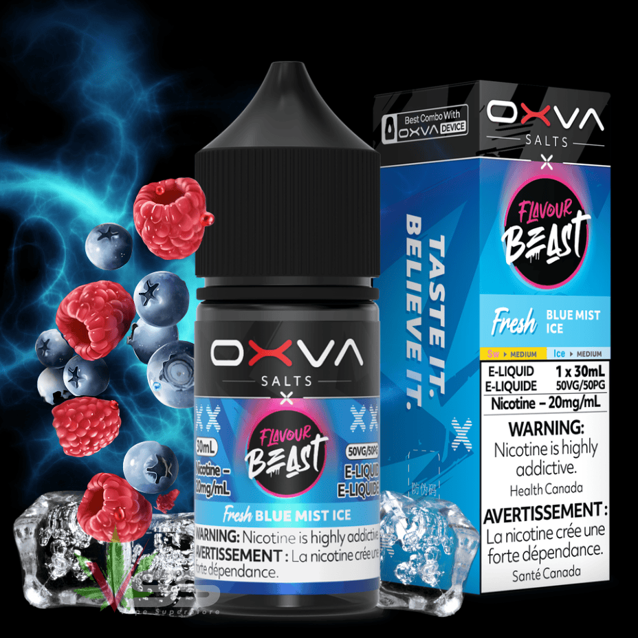 Flavour Beast x OXVA E-Liquid - Fresh Blue Mist Ice Salt 30mL / 20mg Winkler Vape SuperStore and Bong Shop Manitoba Canada