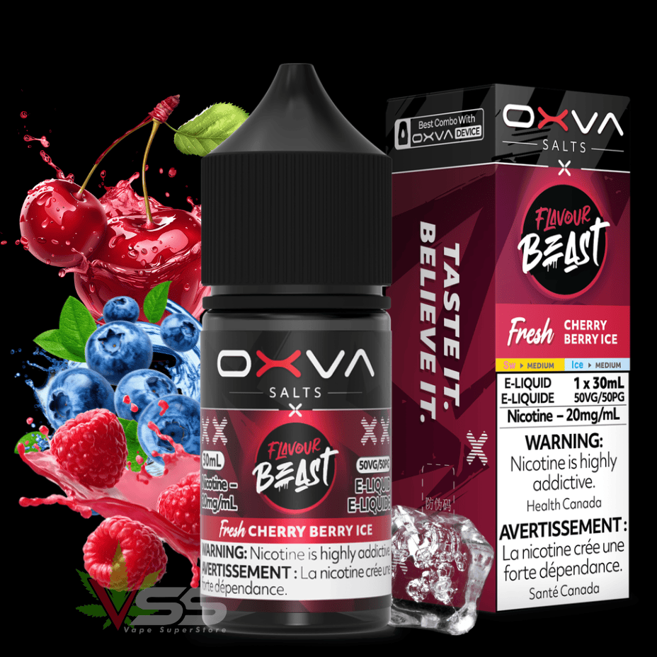 Flavour Beast x OXVA E-Liquid - Fresh Cherry Berry Ice Salt 30mL / 20mg Winkler Vape SuperStore and Bong Shop Manitoba Canada