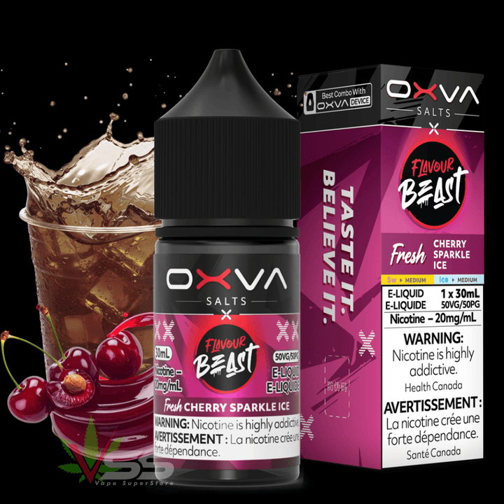 Flavour Beast x OXVA E-Liquid - Fresh Cherry Sparkle Ice Salt 30mL / 20mg Winkler Vape SuperStore and Bong Shop Manitoba Canada