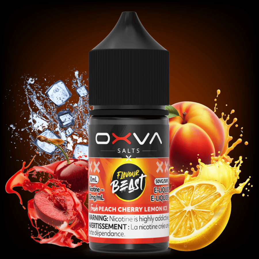 Flavour Beast x OXVA E-Liquid - Fresh Peach Cherry Lemon Ice Salt 30mL / 20mg Winkler Vape SuperStore and Bong Shop Manitoba Canada