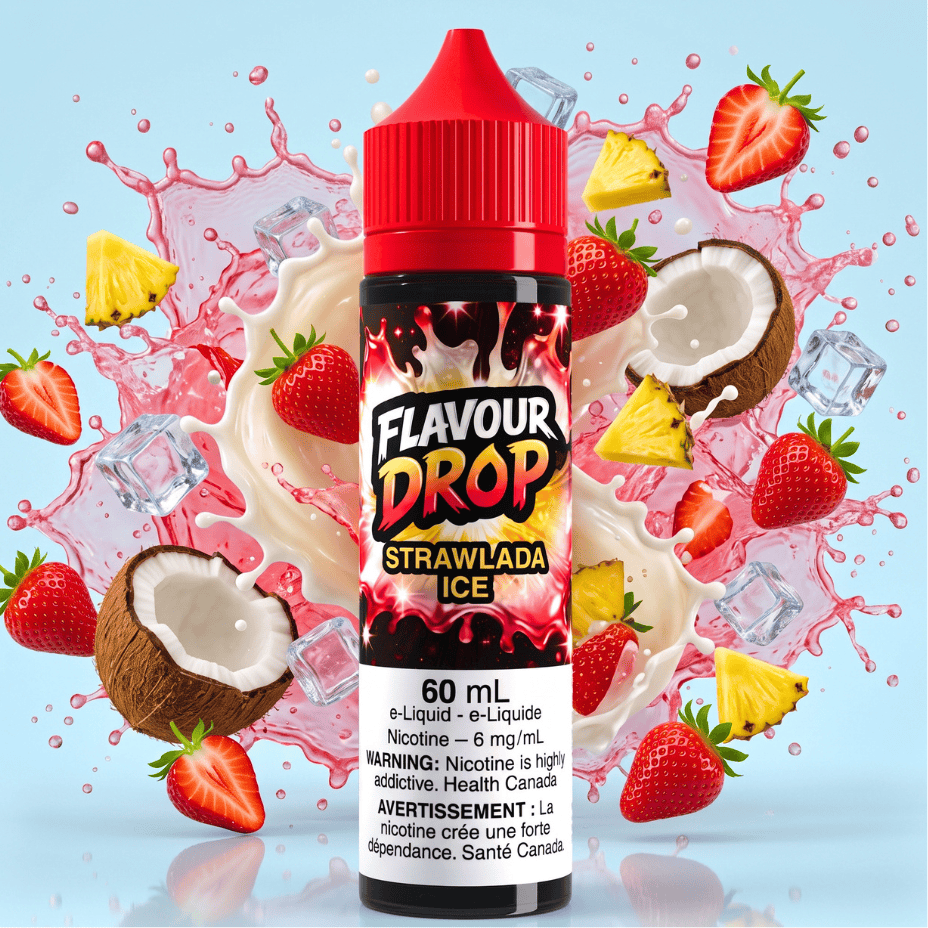 Flavour Drop E-Liquid - Strawlada Ice 60ml / 3mg Winkler Vape SuperStore and Bong Shop Manitoba Canada