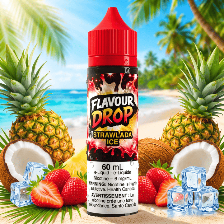 Flavour Drop E-Liquid - Strawlada Ice 60ml / 6mg Winkler Vape SuperStore and Bong Shop Manitoba Canada
