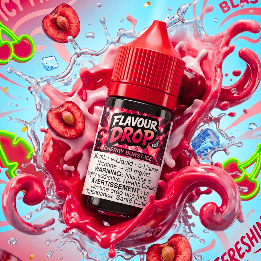 Flavour Drop Salts - Cherry Burst Ice 30mL / 20mg Winkler Vape SuperStore and Bong Shop Manitoba Canada