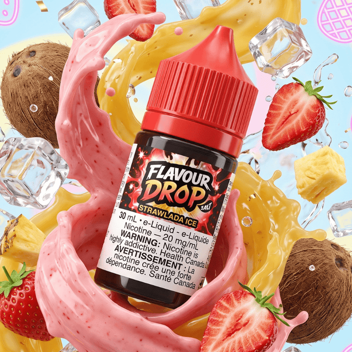 Flavour Drop Salts - Strawlada Ice 30mL / 20mg Winkler Vape SuperStore and Bong Shop Manitoba Canada
