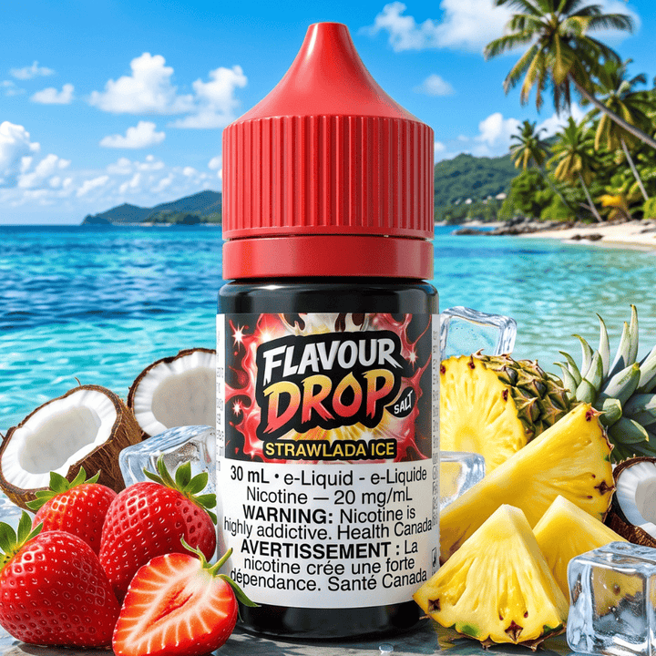 Flavour Drop Salts - Strawlada Ice 30mL / 20mg Winkler Vape SuperStore and Bong Shop Manitoba Canada