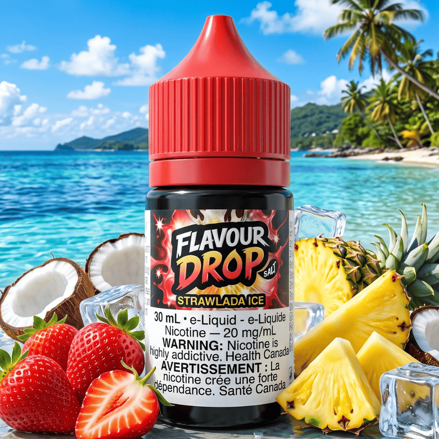 Flavour Drop Salts - Strawlada Ice 30mL / 20mg Winkler Vape SuperStore and Bong Shop Manitoba Canada