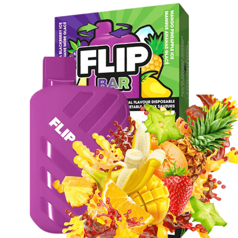 FLIP BAR Disposables 20mg Flip Bar 9000 Disposable Vape-Banana Blackberry Ice & Mango Pineapple Ice