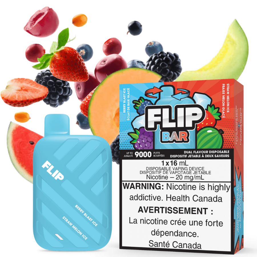 FLIP BAR Disposables 20mg Flip Bar 9000 Disposable Vape-Berry Blast Ice & Strawberry Melon Ice