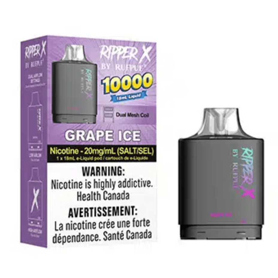 GCORE Closed Pod System RufPuf Ripper X Pod 10,000-Grape Ice RufPuf Ripper X Pod 10,000-Grape Ice-Manitoba