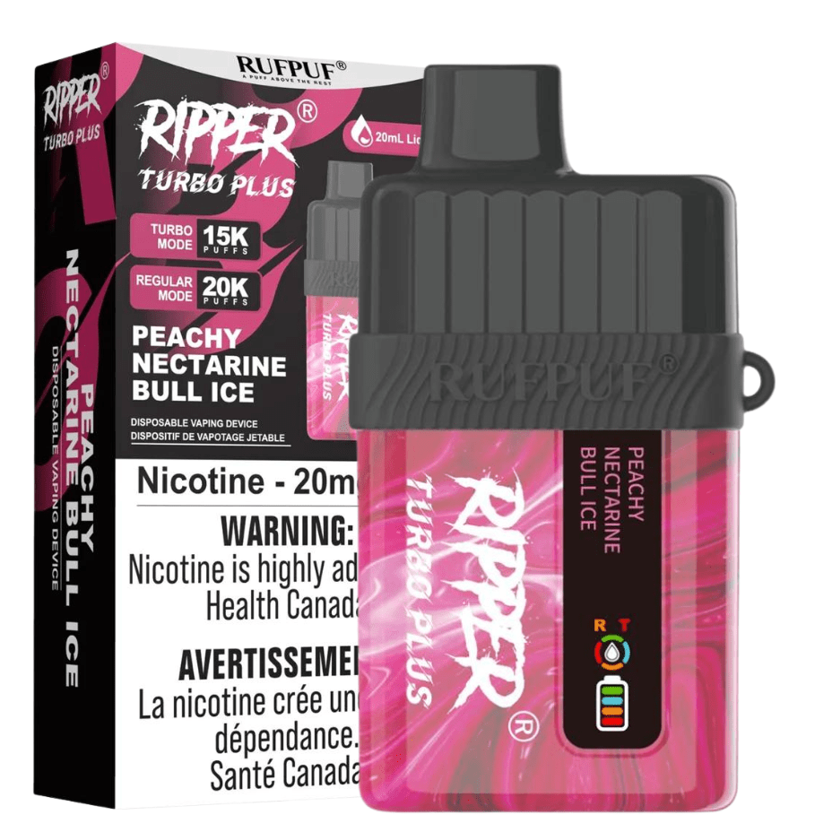 GCORE Disposables 20000 Puffs / 20mg RufPuf Ripper Turbo Plus 20K Disposable Vape - Peachy Nectarine Bull Ice