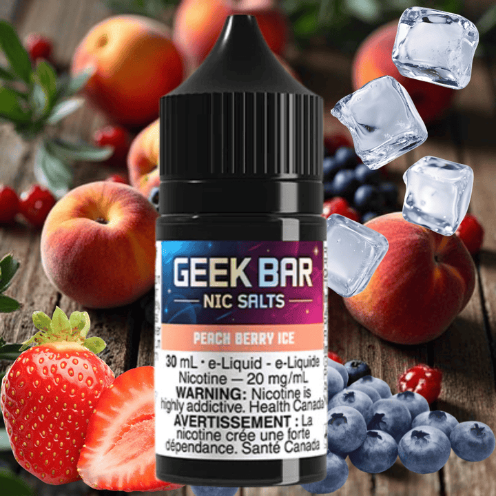 Geek Bar Nic Salt-Peach Berry Ice 30mL / 20mg Winkler Vape SuperStore and Bong Shop Manitoba Canada