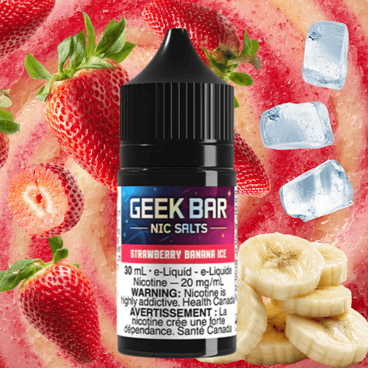 Geek Bar Nic Salt-Strawberry Banana Ice 30mL / 20mg Winkler Vape SuperStore and Bong Shop Manitoba Canada
