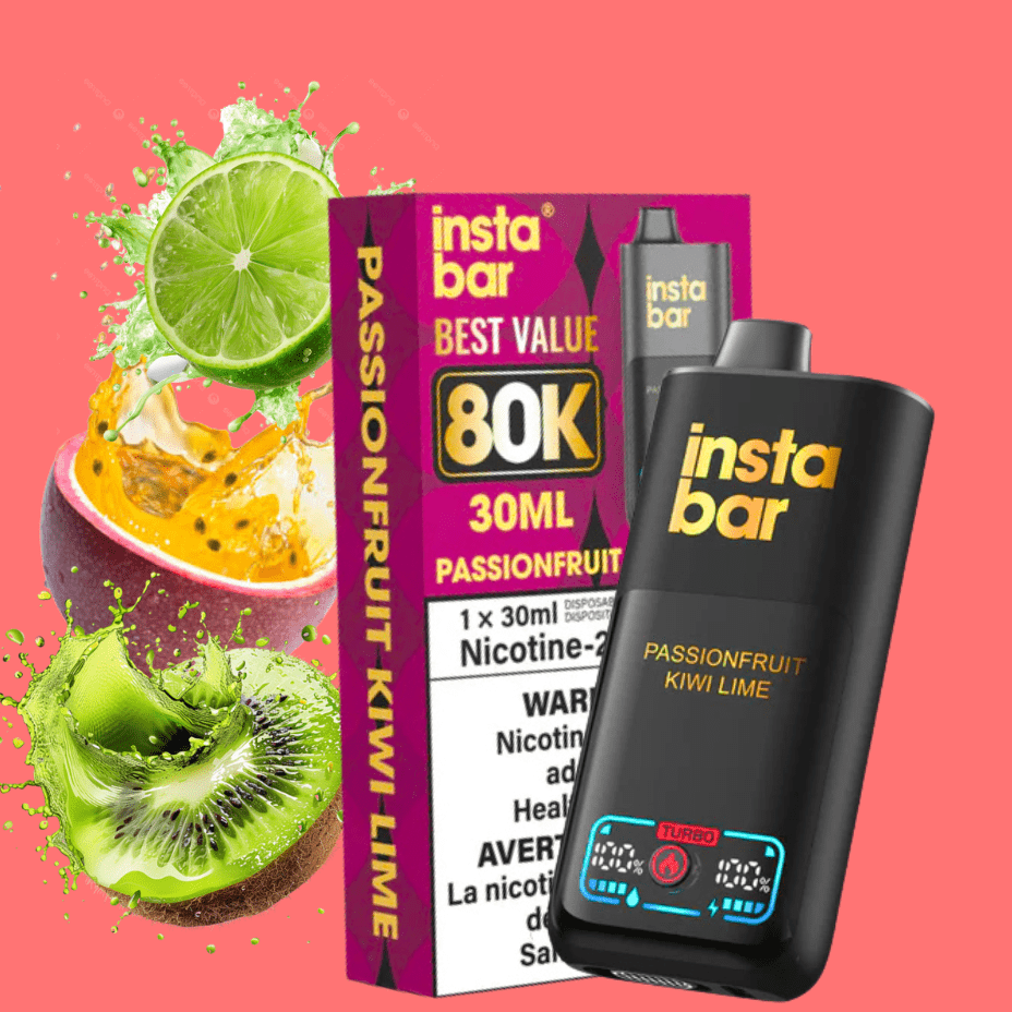 Insta Bar 80K Disposable Vape-Passionfruit Kiwi Lime Winkler Vape SuperStore and Bong Shop Manitoba Canada