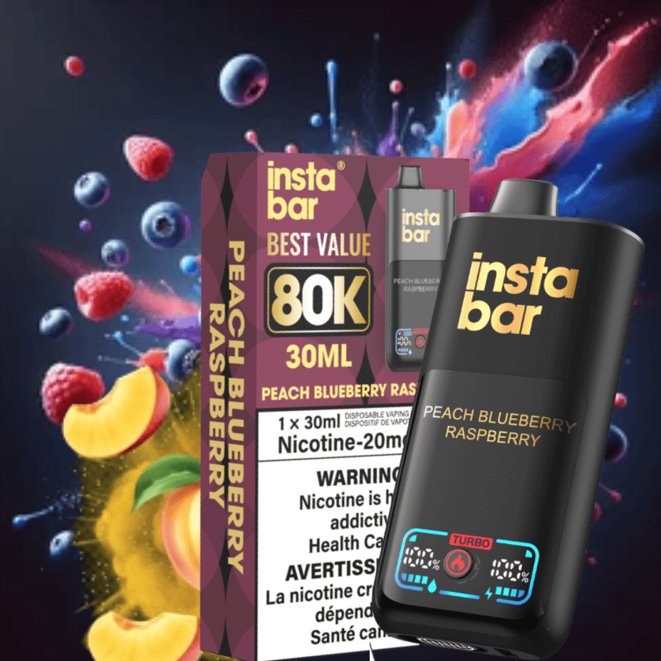 Insta Bar 80K Disposable Vape-Peach Blueberry Raspberry Winkler Vape SuperStore and Bong Shop Manitoba Canada
