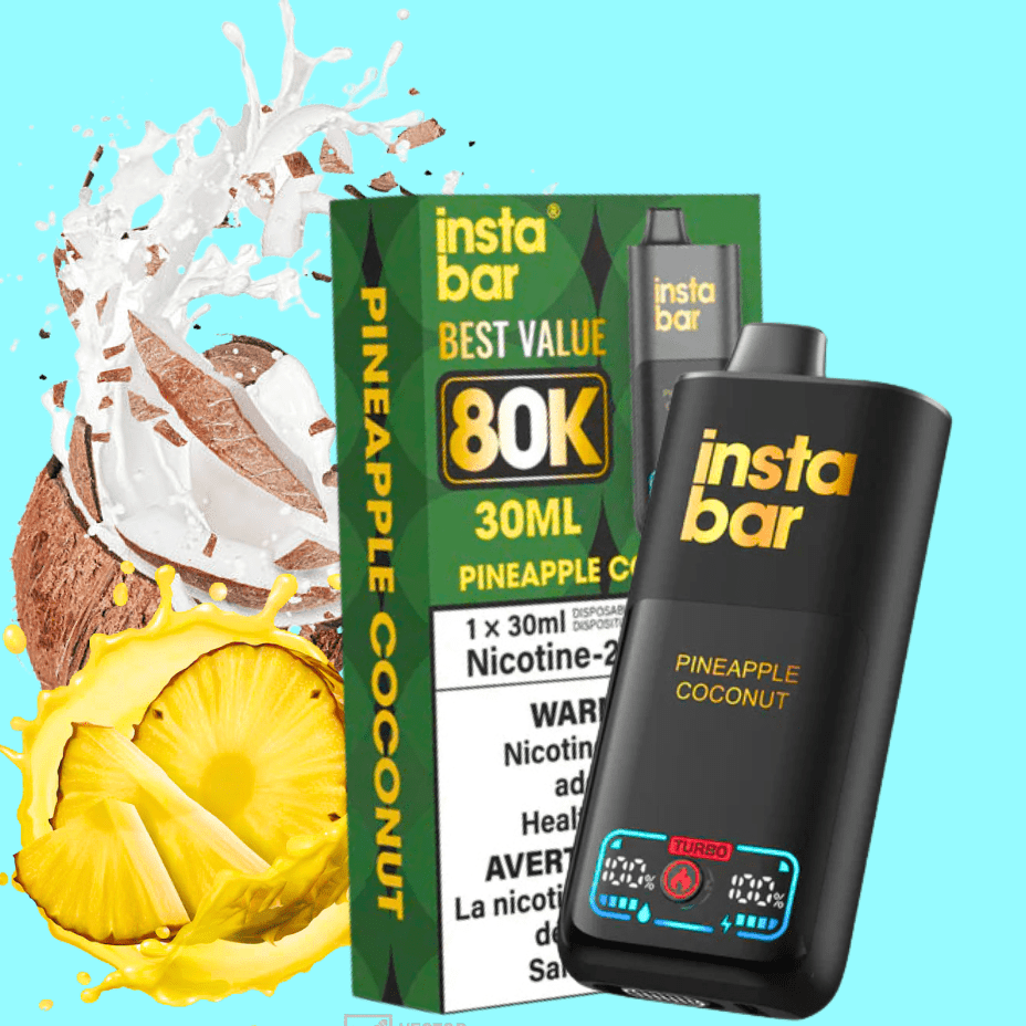 Insta Bar 80K Disposable Vape-Pineapple Coconut Winkler Vape SuperStore and Bong Shop Manitoba Canada
