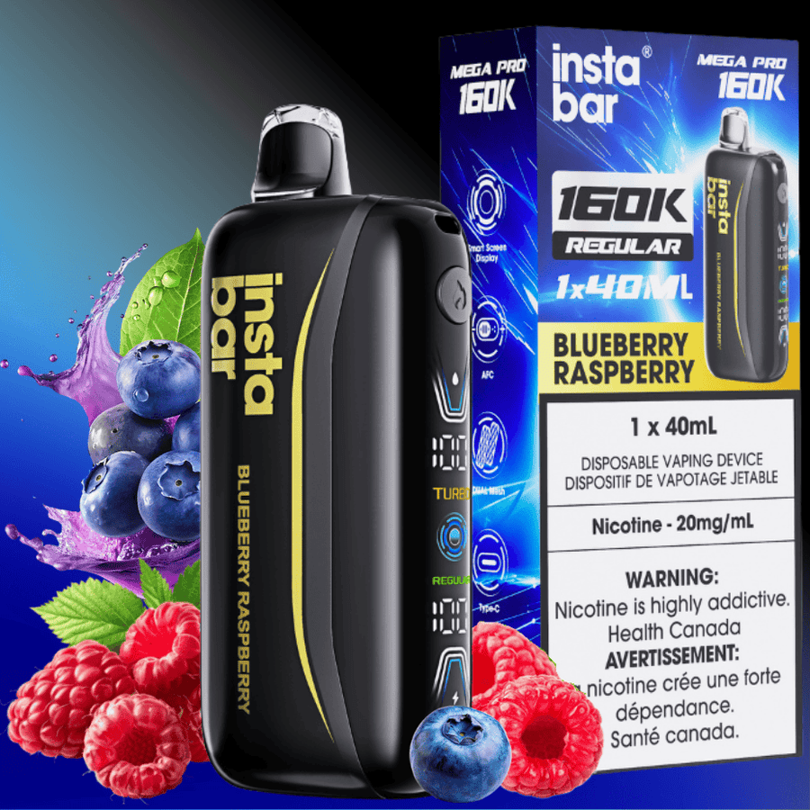 Insta Bar Mega Pro 160K Disposable Vape - Blueberry Raspberry 20mg / 160000 Puffs Winkler Vape SuperStore and Bong Shop Manitoba Canada