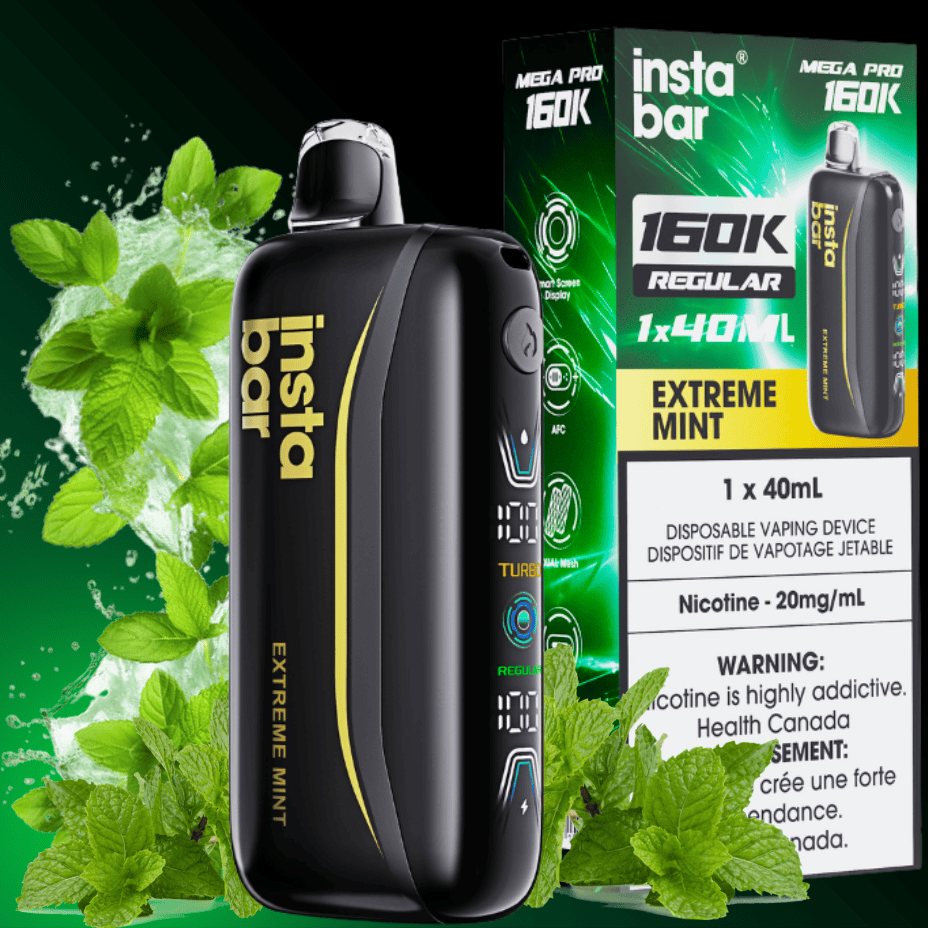 Insta Bar Mega Pro 160K Disposable Vape - Extreme Mint 20mg / 160000 Puffs Winkler Vape SuperStore and Bong Shop Manitoba Canada