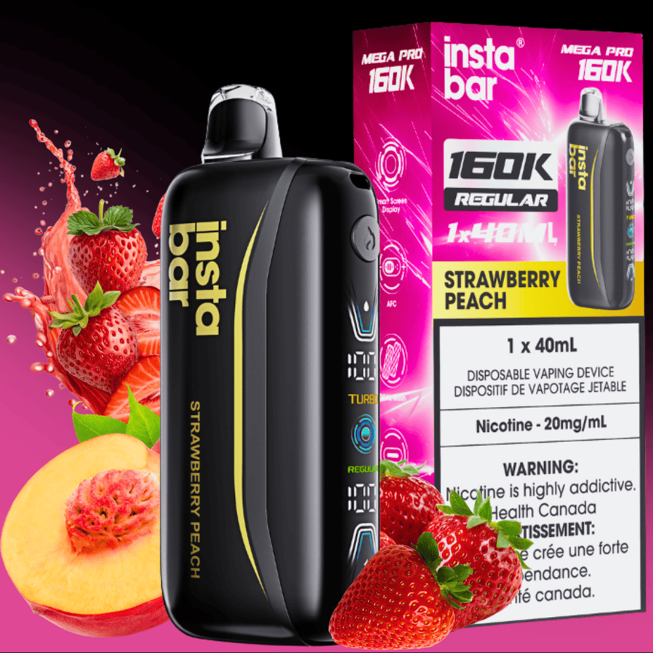 Insta Bar Mega Pro 160K Disposable Vape - Strawberry Peach 20mg / 160000 Puffs Winkler Vape SuperStore and Bong Shop Manitoba Canada