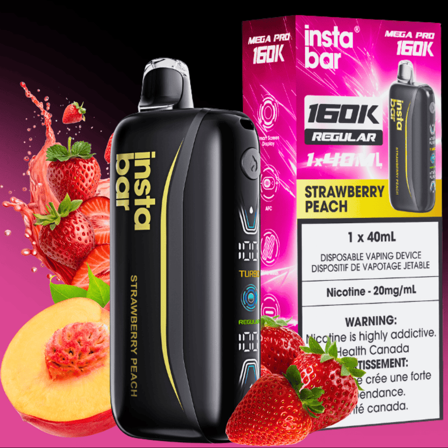 Insta Bar Mega Pro 160K Disposable Vape - Strawberry Peach 20mg / 160000 Puffs Winkler Vape SuperStore and Bong Shop Manitoba Canada