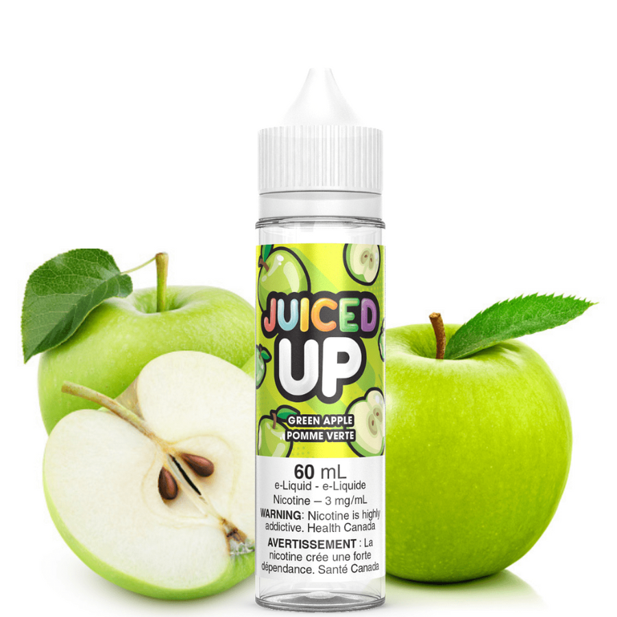 Green Apple by Juiced Up E-Liquid in 60mL Bottle Available at Winkler Vape SuperStore & Bong Shop Located in Winkler, Manitoba, Canada