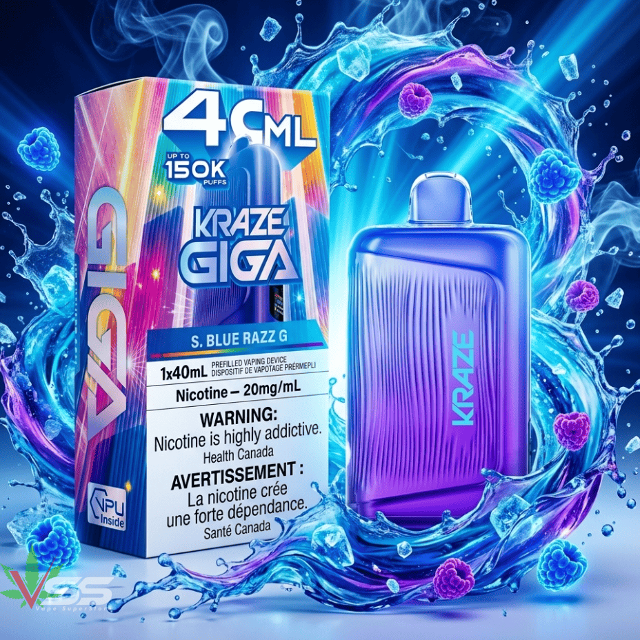 Kraze Giga 150K Disposable Vape-S.Blue Razz 150000 Puffs / 20mg Winkler Vape SuperStore and Bong Shop Manitoba Canada