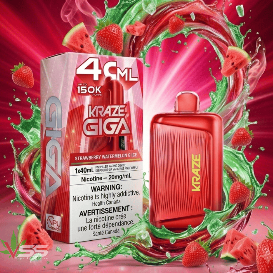 Kraze Giga 150K Disposable Vape-Strawberry Watermelon G Ice 150000 Puffs / 20mg Winkler Vape SuperStore and Bong Shop Manitoba Canada