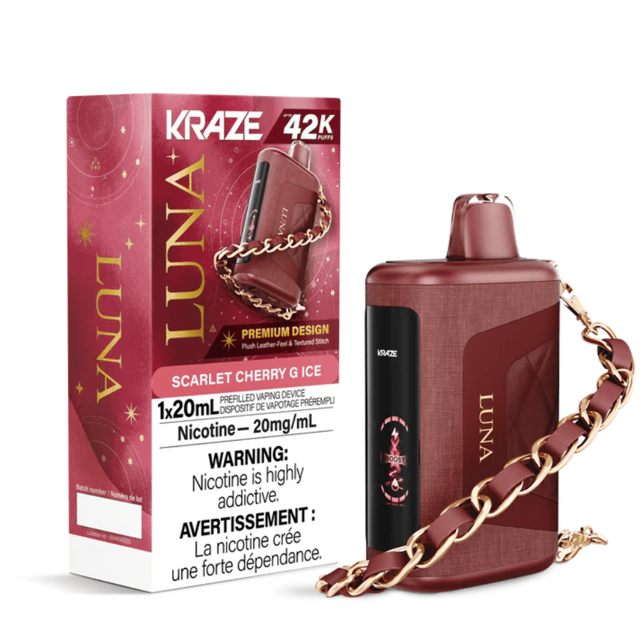 Kraze Luna 42K Disposable Vape-Scarlet Cherry G Ice Winkler Vape SuperStore and Bong Shop Manitoba Canada