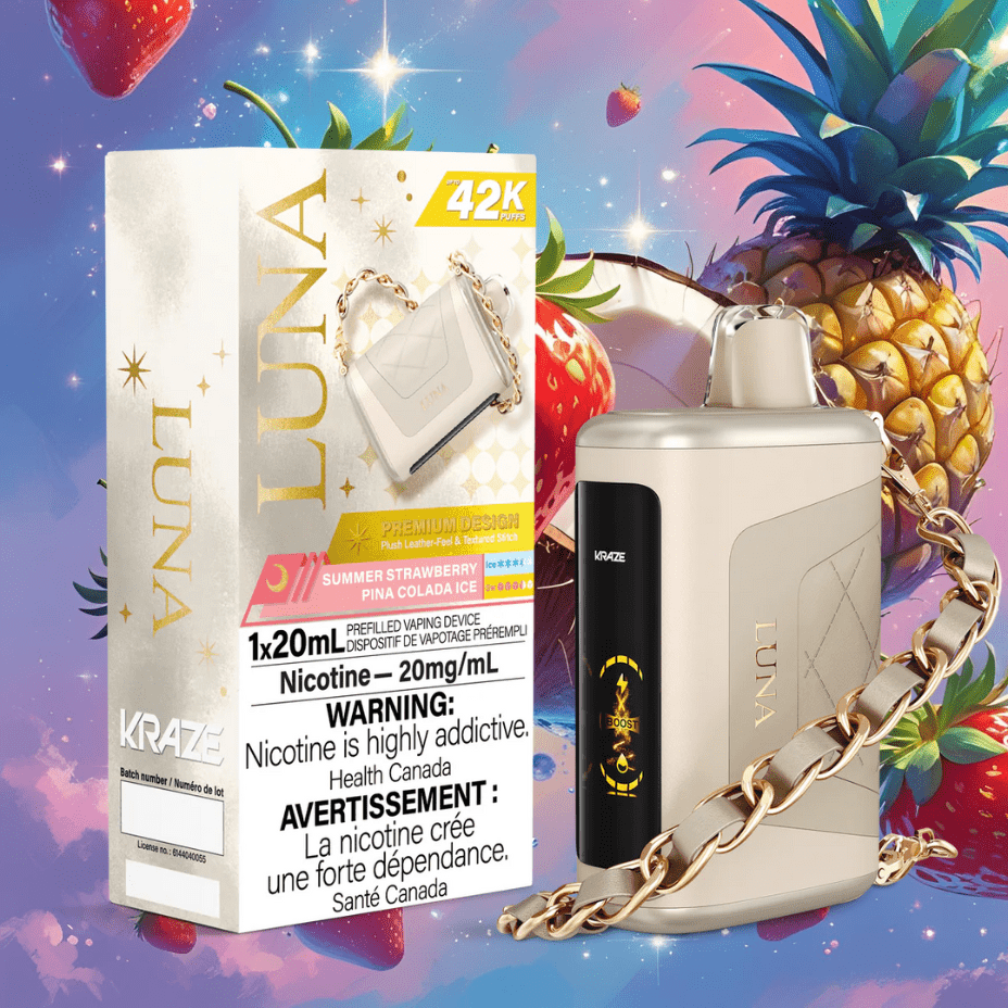Kraze Luna 42K Disposable Vape-Summer Strawberry Pina Colada Ice Winkler Vape SuperStore and Bong Shop Manitoba Canada