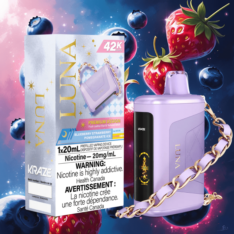 Kraze Luna Disposable Vape-Blueberry Strawberry Pomegranate Ice Winkler Vape SuperStore and Bong Shop Manitoba Canada