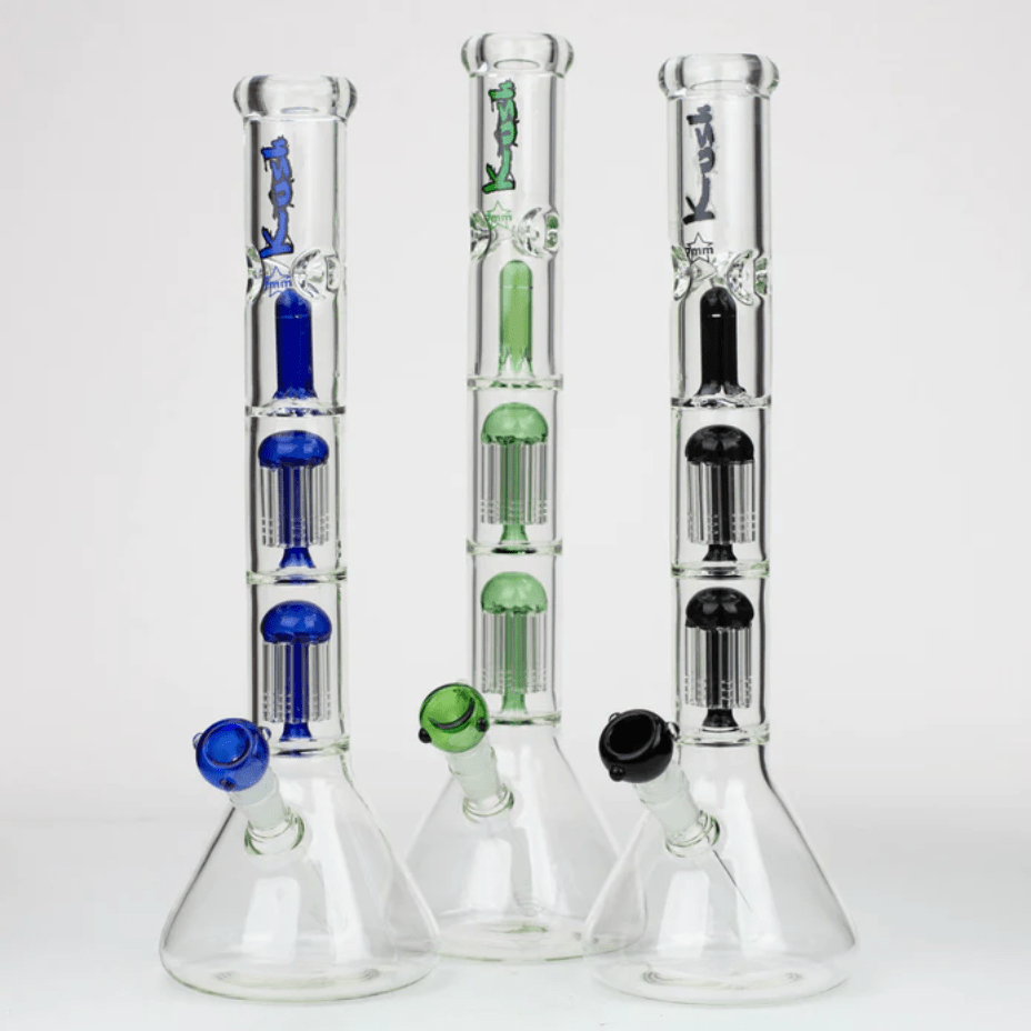 Kush Glass 7mm Dual Tree Perc Beaker 18" Blue Winkler Vape SuperStore and Bong Shop Manitoba Canada