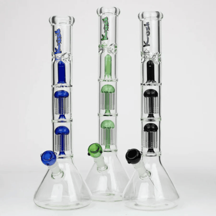 Kush Glass 7mm Dual Tree Perc Beaker Bong 18" Blue Winkler Vape SuperStore and Bong Shop Manitoba Canada