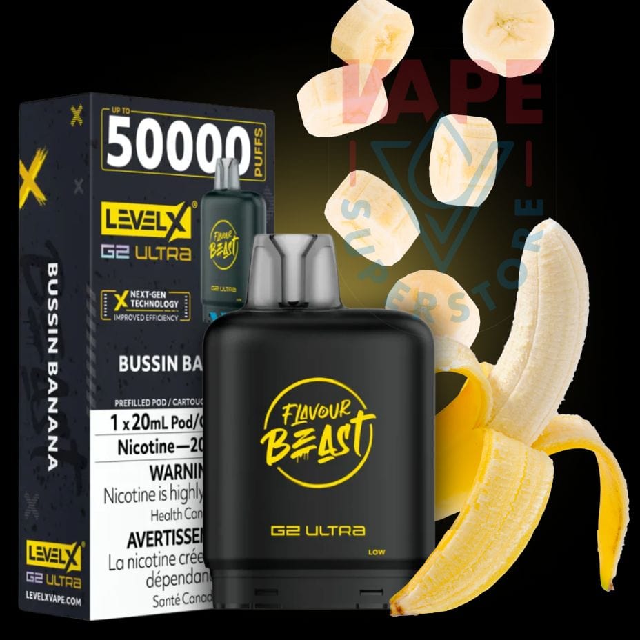 Level X G2 Ultra Flavour Beast Pod 50k-Bussin Banana 50000 / 20mg Winkler Vape SuperStore and Bong Shop Manitoba Canada