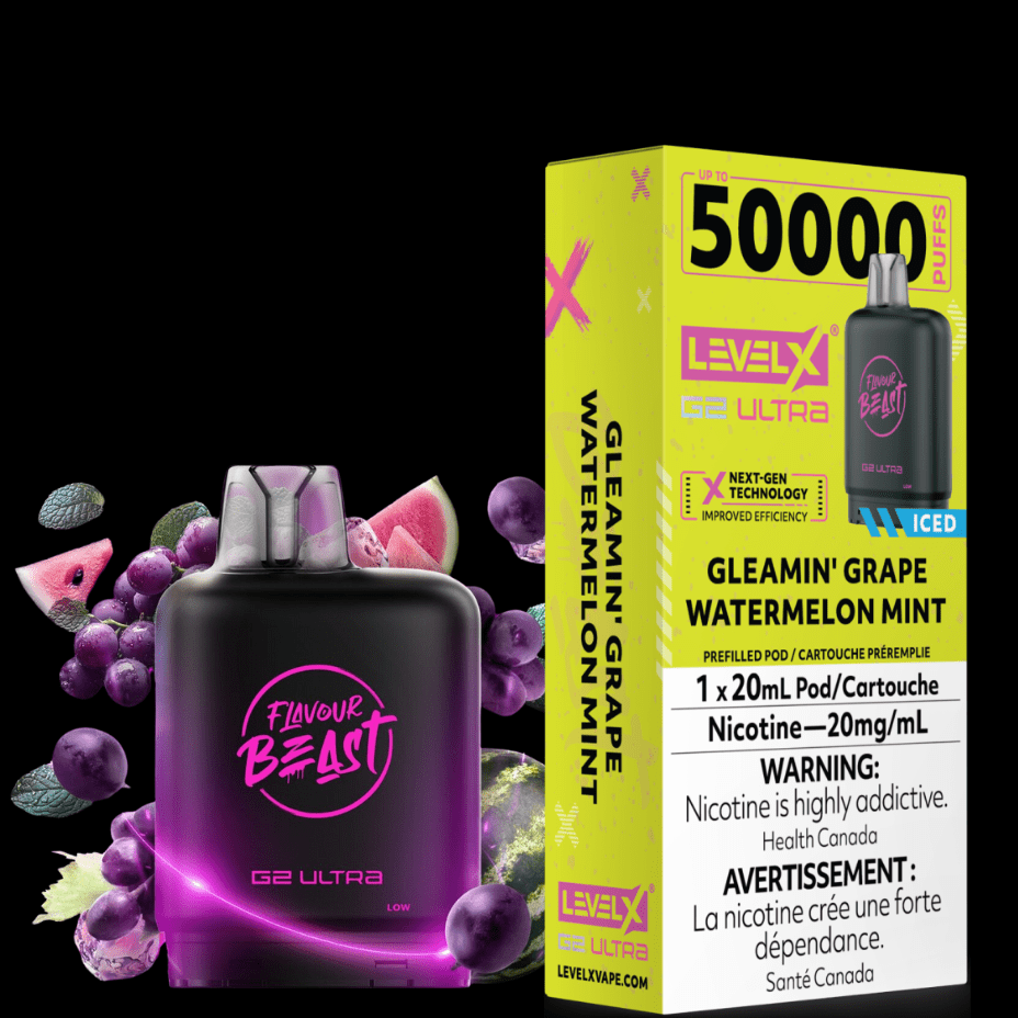Level X G2 Ultra Flavour Beast Pod 50k-Gleamin Grape Watermelon Mint Iced Winkler Vape SuperStore and Bong Shop Manitoba Canada