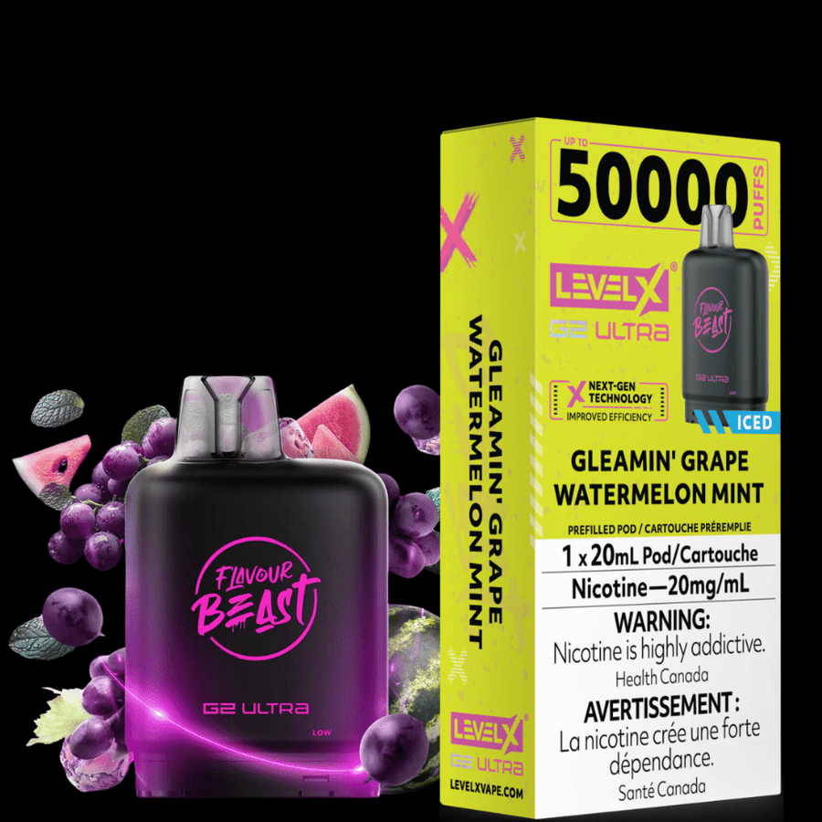 Level X G2 Ultra Flavour Beast Pod 50k-Gleamin Grape Watermelon Mint Iced Winkler Vape SuperStore and Bong Shop Manitoba Canada