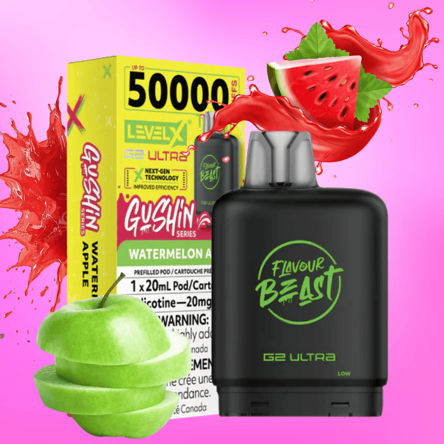 Level X G2 Ultra Flavour Beast Pod 50k-Gushin Watermelon Apple 20mg / 50000 Winkler Vape SuperStore and Bong Shop Manitoba Canada