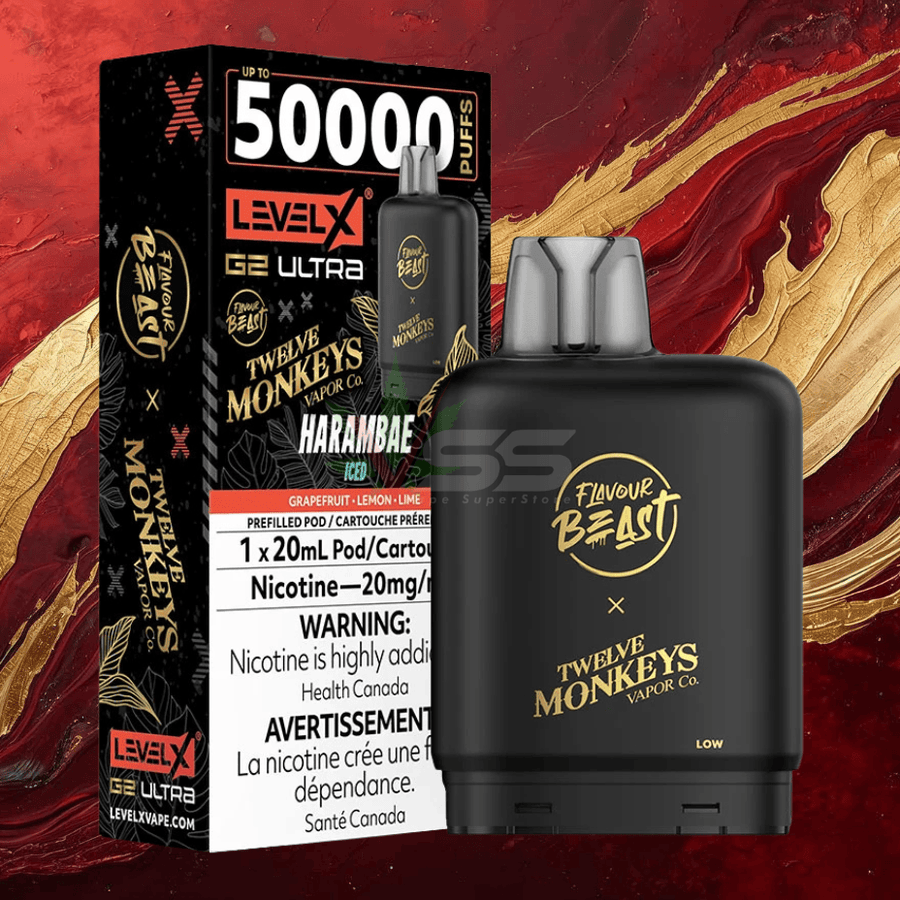 Level X G2 Ultra x 12 Monkeys - Harambae 20mg / 50000 Winkler Vape SuperStore and Bong Shop Manitoba Canada