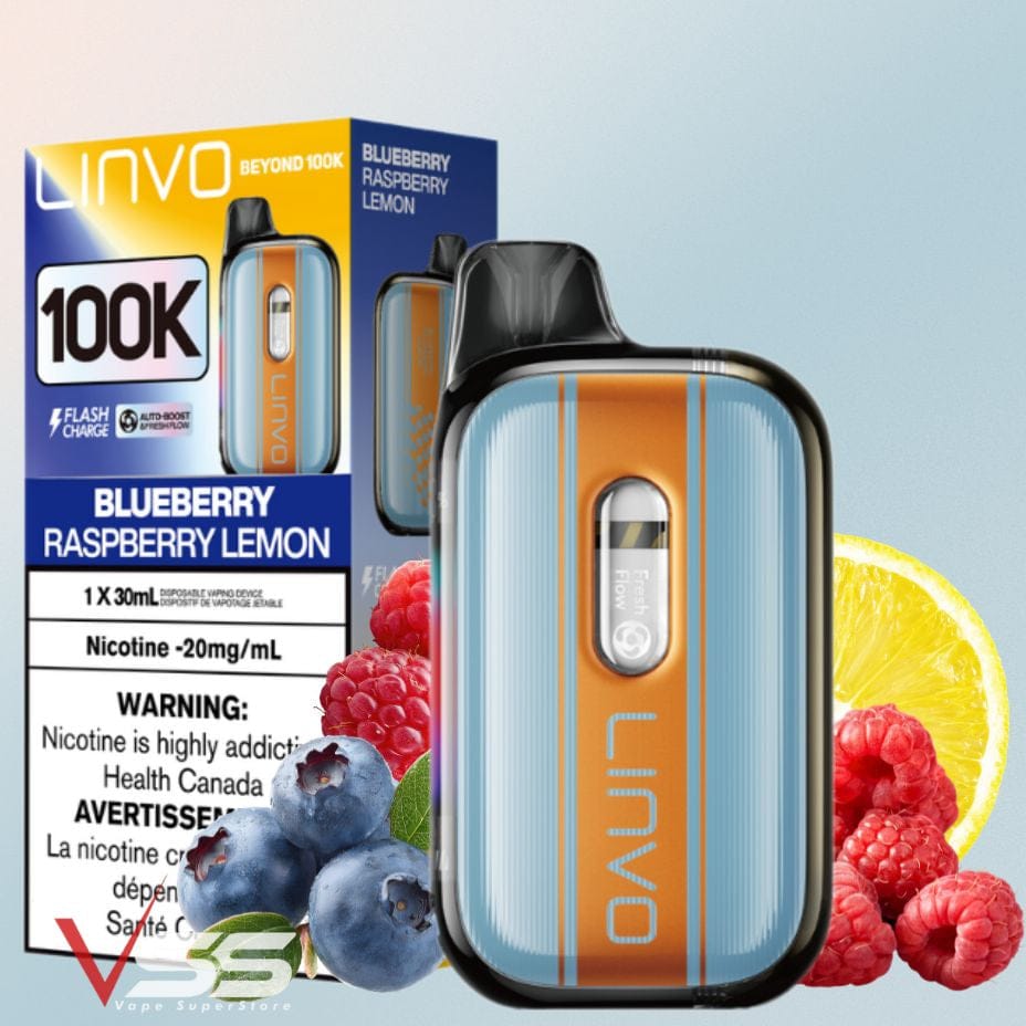 Linvo Beyond 100K Disposable Vape - Blueberry Raspberry Lemon Winkler Vape SuperStore and Bong Shop Manitoba Canada