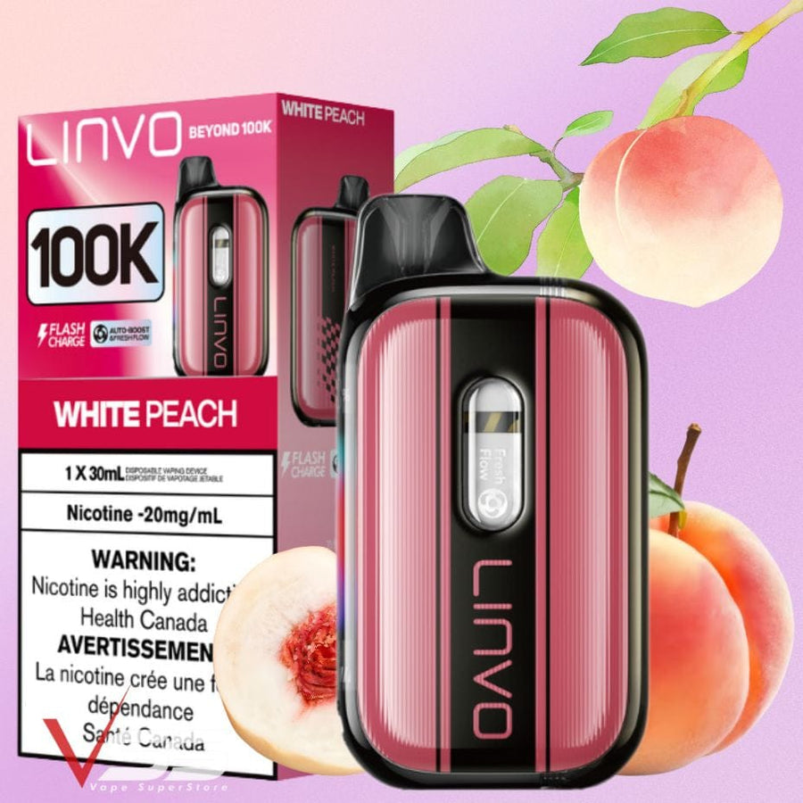 Linvo Beyond 100K Disposable Vape - White Peach Winkler Vape SuperStore and Bong Shop Manitoba Canada
